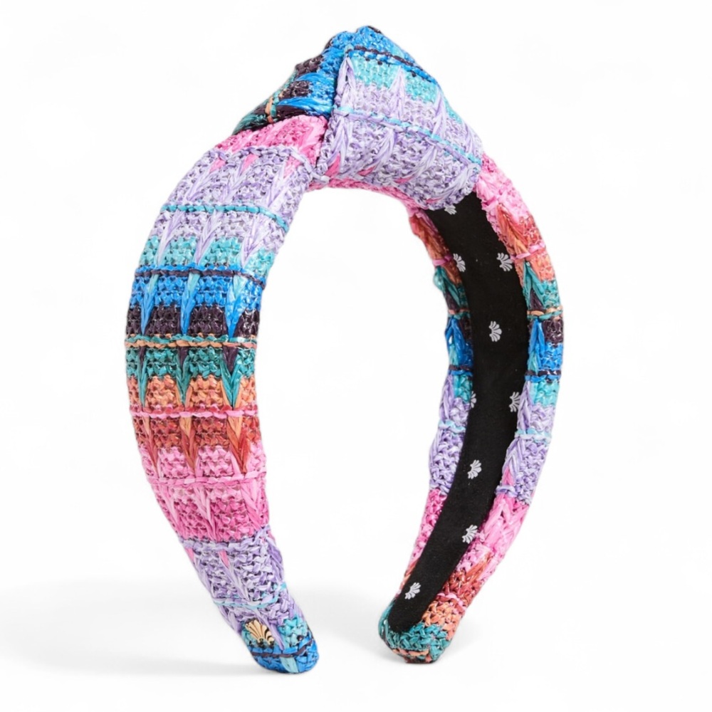 Lele Sadoughi Multicolor Crocheted Padded Headband - Pink, Blue, Purple, Teal